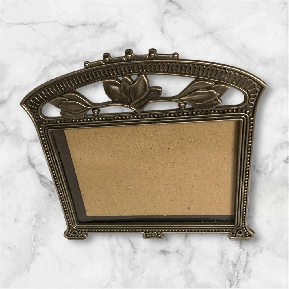 Vintage Weston Gallery Art Deco Style Pewter Floral Picture Frame 6.5”x 5”